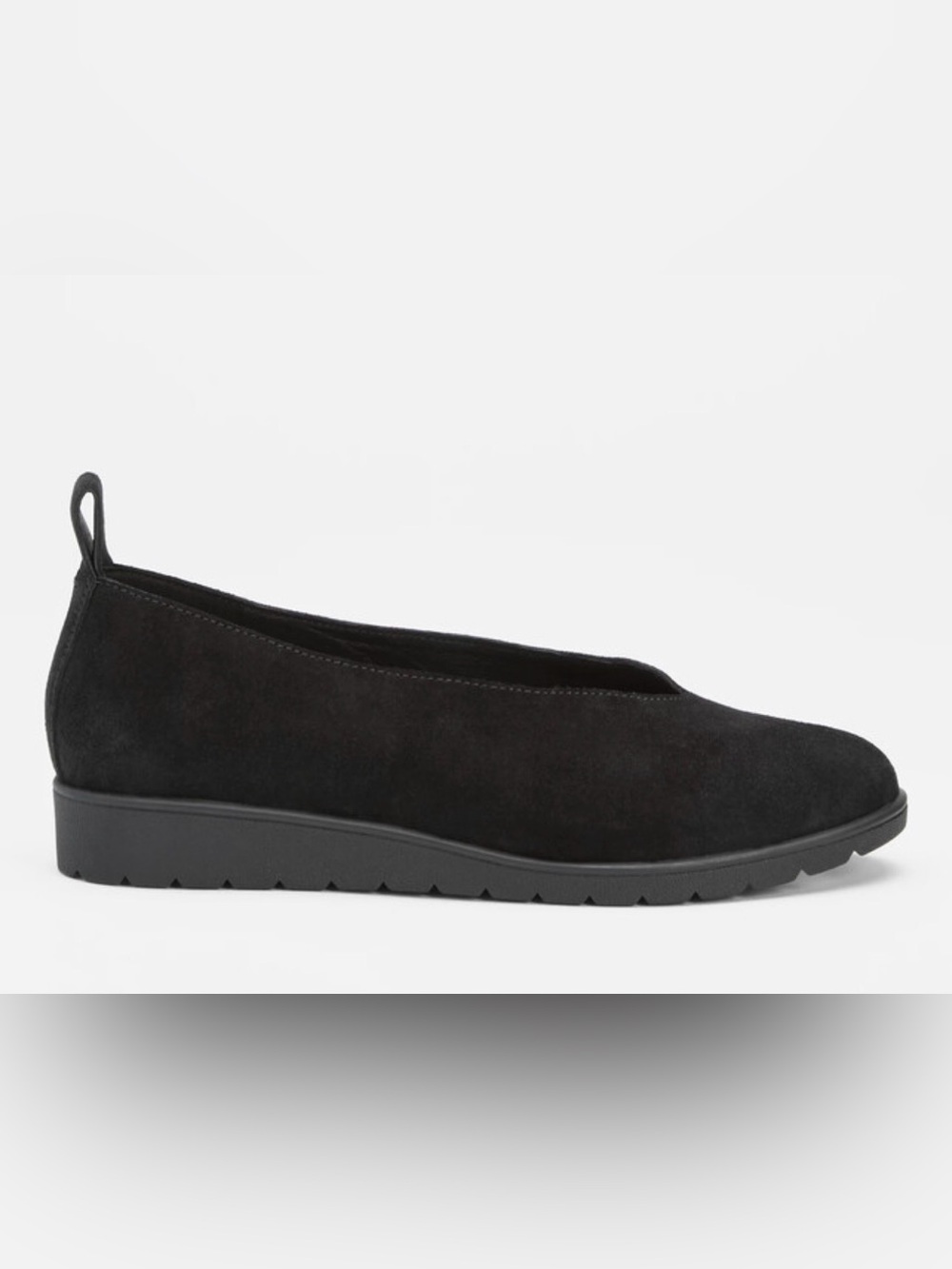 Eileen Fisher Humor Wedge Black Suede Slip-On Flats
